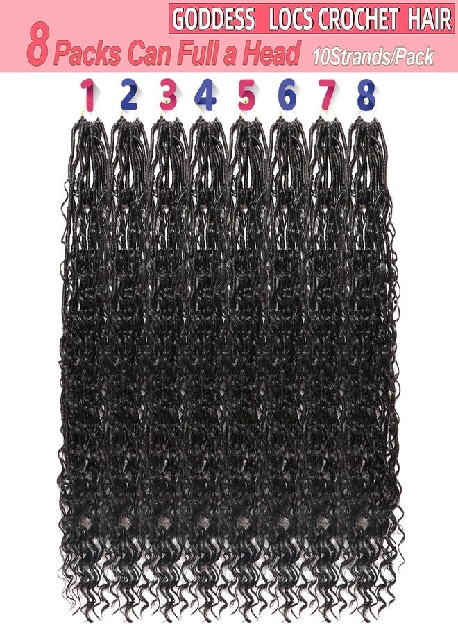 AMUMI Goddess Locs Crochet Hair-24 Inch 8 Packs Boho Faux Locs Crochet Hair for Black Women Pre Looped Soft Locs with Curly Ends (1B#, 24 Inch(Pack of 8)) - Image 4